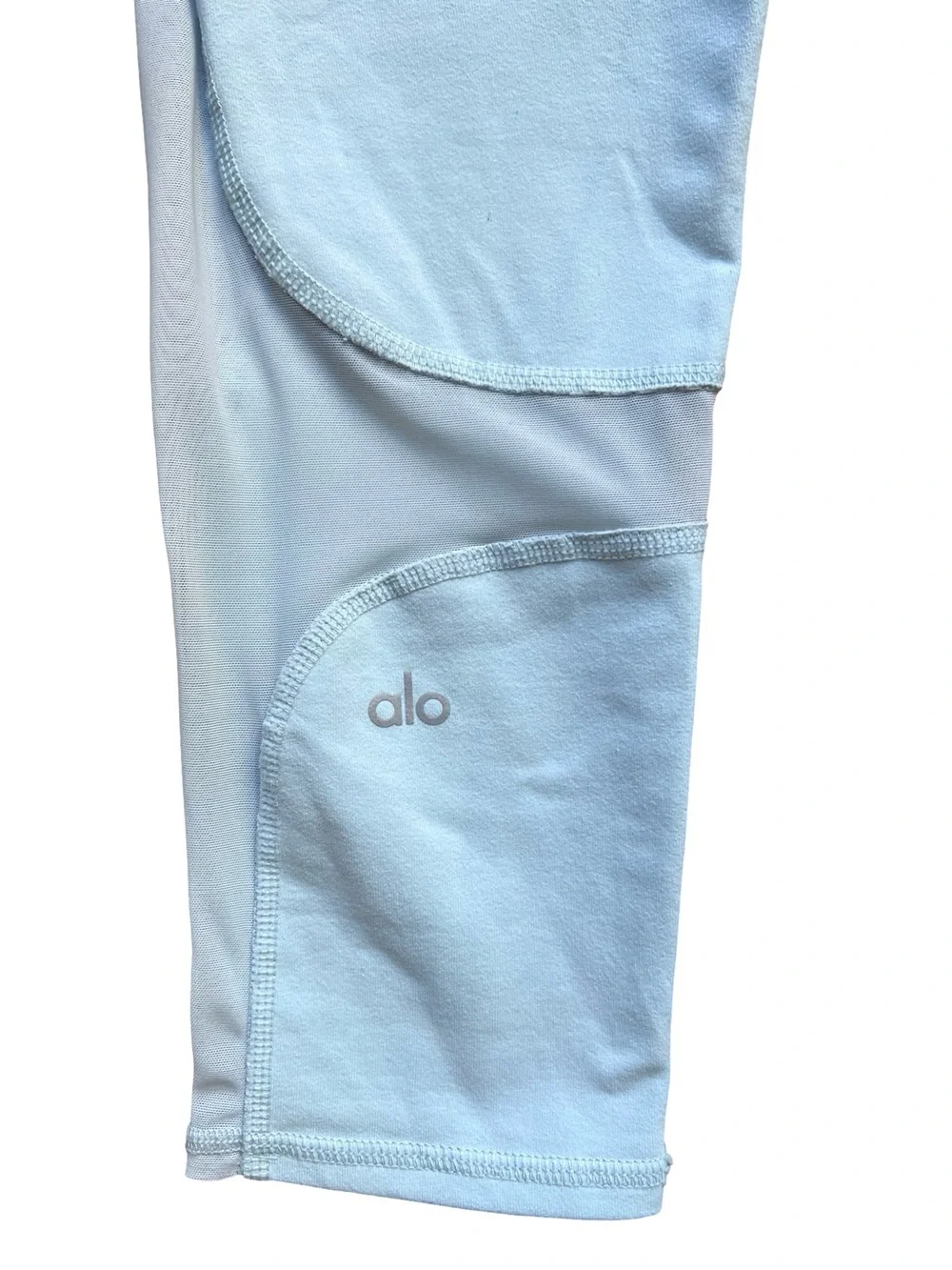 Alo Yoga Coast Capri Leggings High Waist Mesh Cropped Women's Med Baby Blue